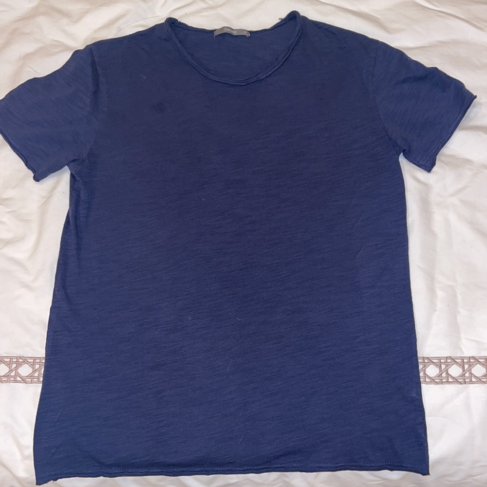 Y Two Jeans Navy Blue Slub Knit Crew Neck T-shirt - Picture 2 of 5